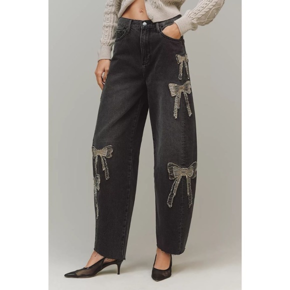 Driftwood Parker High-Rise Barrel Jeans (Bow What Fun) - Picture 1 of 5